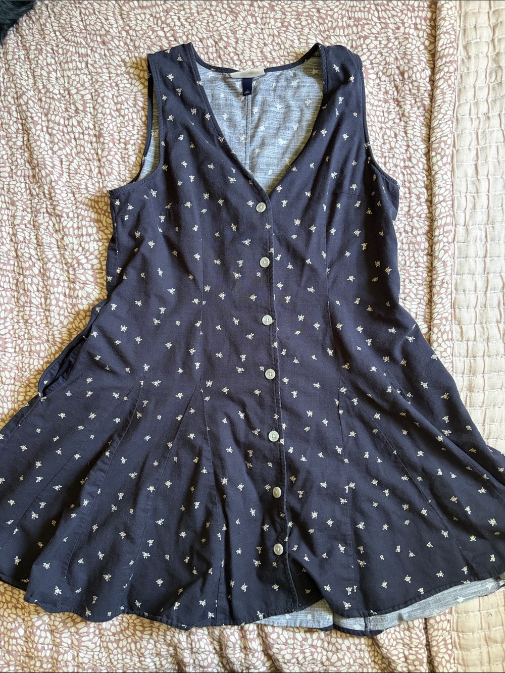 Universal Thread. Women's Navy Floral Button-Front Babydoll Dress